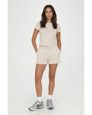 Boohoo Cap Sleeve Top And Sweat Short Tracksuit - Natural