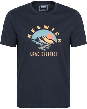 Mountain Warehouse Regional Keswick T-Shirt Cotton Sun Protection Breathable Everyday Casual Tee - Blue
