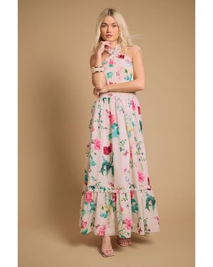 Oasis Frill Halter Maxi Dress - Natural