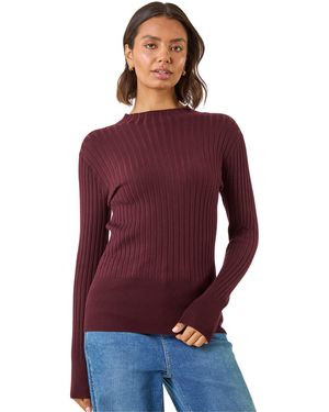 Roman Ribbed Detail Knitted Jumper - Purple