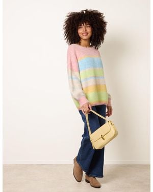 Blue Vanilla Round Neck Stripe Jumper - Multicolour