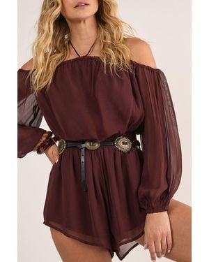 Nasty Gal Studded Buckle Western Skinny Belt - Red