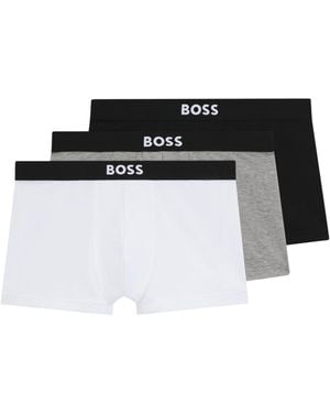 BOSS Bodywear Logo Boxershorts (Set Van 3) /Grijs/Natuur) - Zwart