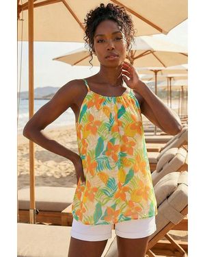 Roman Chiffon Lemon Print Cami Top - Orange