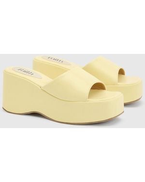 Faith Bethanie Faux Leather High Wedge Sandals - Natural