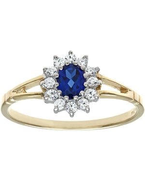 DIAMANT L'ÉTERNEL 9ct Geel- En Witgouden Stenen Clusterring - Blauw