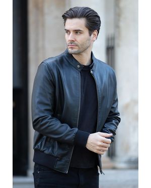 Ashwood Leather 'Volare' Lightweight Real Bomber Jacket - Blue