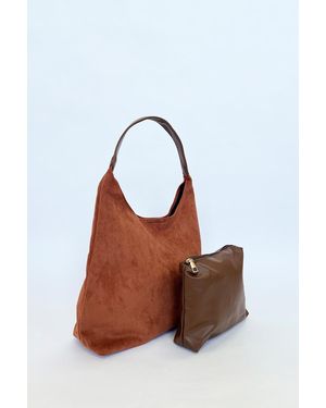 SVNX Suede Hobo Shoulder Bag - Blue