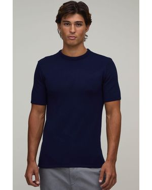 BoohooMAN Muscle Fit Soft Touch Knitted T-Shirt - Blue