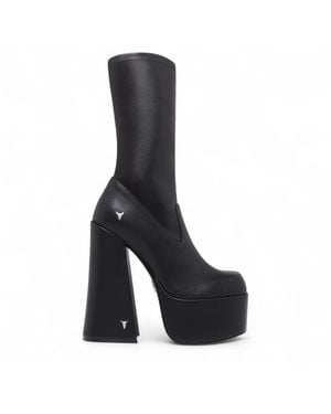 Windsor Smith Windsorsmith Mid-Calf Sock Platform Goth Heel Boots - Black