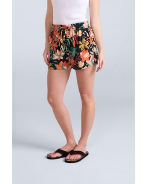 Mountain Warehouse 'Sand-Dune' Printed Shorts With Elastic Waistband Summer Bottoms Viscose - Black