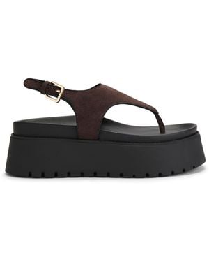 Steve Madden Suede Tabor Dark Sandals - Black