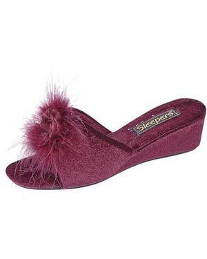 Sleeper Anne Fluffy Boa Slippers - Purple