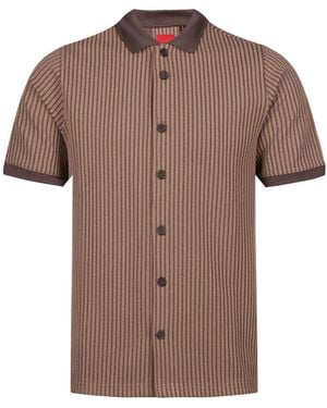 Luke 1977 Matagalpa Button Up Textured Jacquard Polo - Brown