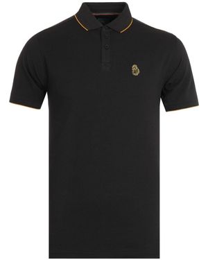 Luke 1977 Ricky Tipped Polo Shirt Cotton - Black