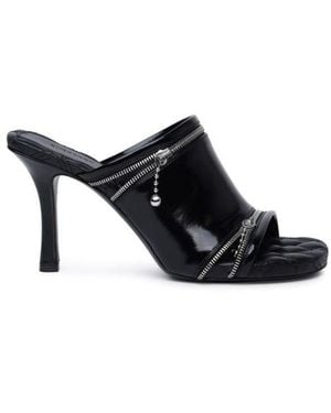 Burberry Glossy Leather Peep Flat For - Black