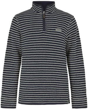 Weird Fish Shorling Stripe Macaroni Quarter Zip Jumper (Frost) - Blue