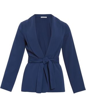Gina Bacconi Linete Moss Crepe Tie Jacket - Blue