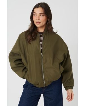 Brave Soul Short Bomber Jacket - Green