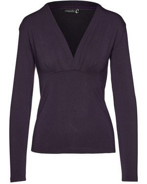 Conquista Ink Long Sleeve Faux Wrap Top - Blue