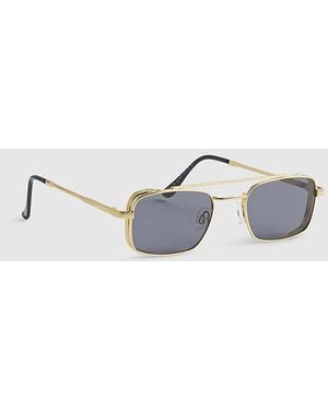 River Island Rectangle Sunglasses Flat Top Lenses Metal - Metallic