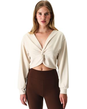 Penti Oversized V-Neck Midi Sweatshirt With Tie Detail - Grey