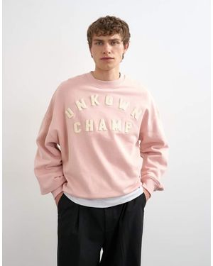 TOPMAN Relaxed Fit Sweatshirt With Chenille Embroidery - Pink