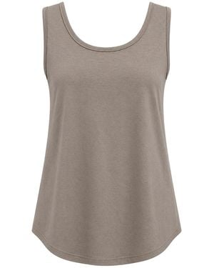 MixRay Casual U Neck Cotton Blend Tank Top - Brown