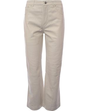Muubaa Ivory High Waist Wide Leg Leather Trouser - Natural