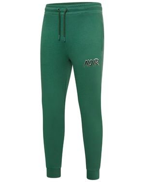 societe NOIR Scribble Lettering Solid Patterned Slim Joggers - Green