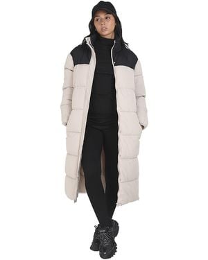 Brave Soul Long Coat Puffer Jacket - Natural