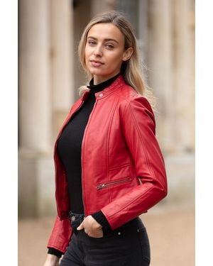 Ashwood Leather 'Serefina' Real Biker Jacket - Red