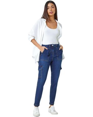Roman Cotton Blend Cargo Stretch Jegging - Blue