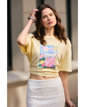 Grimelange Printed Crew Neck T-Shirt - Grey