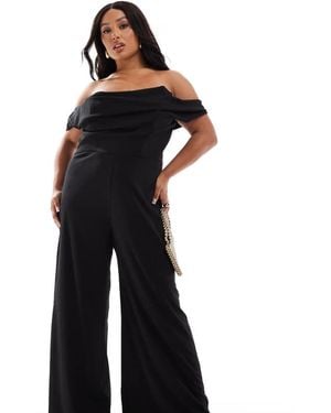 ASOS Design Off Shoulder Structured Neckline Jumpsuit - Blue