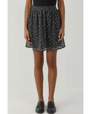 Hiccup High Waist Floral Mini Skirt - Black