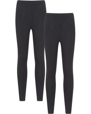 Mountain Warehouse Ladies Cotton Blend Midweight Leggings (Pack Of 2) (Jet) - Blue