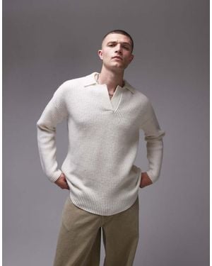 TOPMAN Relaxed Fit Lambswool Crew Jumper - Grey
