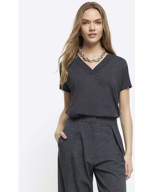 River Island T-Shirt V-Neck - Blue