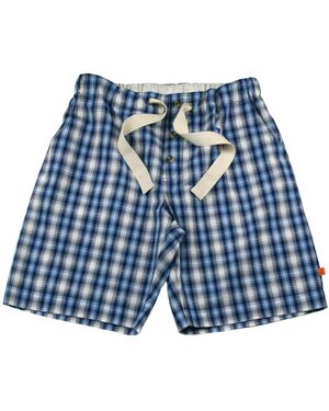 Mini Vanilla 'Windsor' Check Summer Lounge Pj Shorts Cotton - Blue