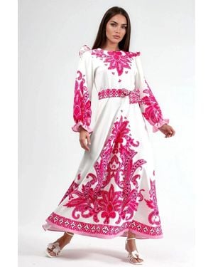 Msn-Collection Paisley Print Maxi Dress With Tie Detail - Pink