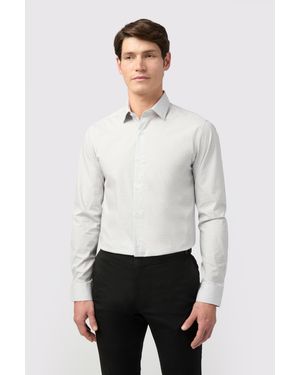 Limehaus Slim Fit Geo Floral Print Shirt - White