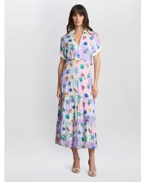 Gina Bacconi Liv Seashell Print Shirt Dress - White