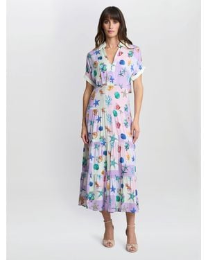 Gina Bacconi Liv Seashell Print Shirt Dress - White