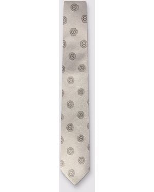 Alexandre Silver Label Hexagon Medallion Tie - White