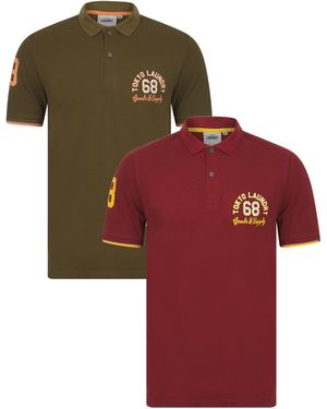 Tokyo Laundry Cotton Piqué Polo Shirt With Contrast Collar - Red