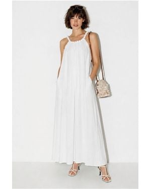 Bianco Lucci Halter Maxi Dress With Pocket - White