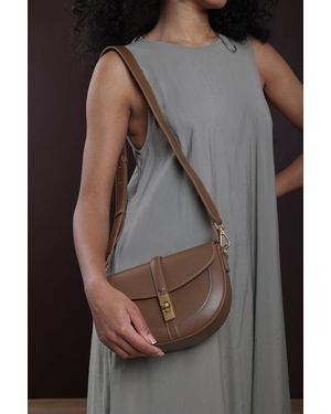 Where's That From 'Breeze' Faux Leather Shoulder Bag With Lock Detail - Grey