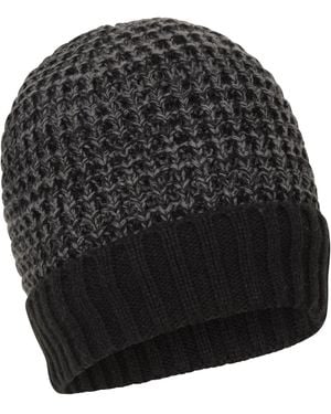 Mountain Warehouse 'Yeti' Melange Fur Lined Beanie Waterproof Warm Cosy Hat - Black