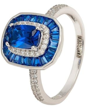 LÁTELITA London Great Gatsby Cocktail Ring Sapphire Sterling - Blue